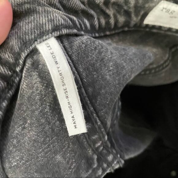 NWT Rag & Bone Maya High Rise Shorty Wide Leg Jeans in Black Opal Size 34 - Picture 11 of 16